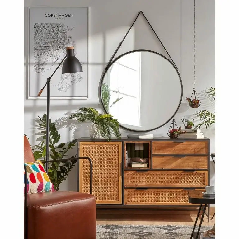 Loftscape Red Living Buffet Kisumu – Cannage / Fer – Marron / Noir