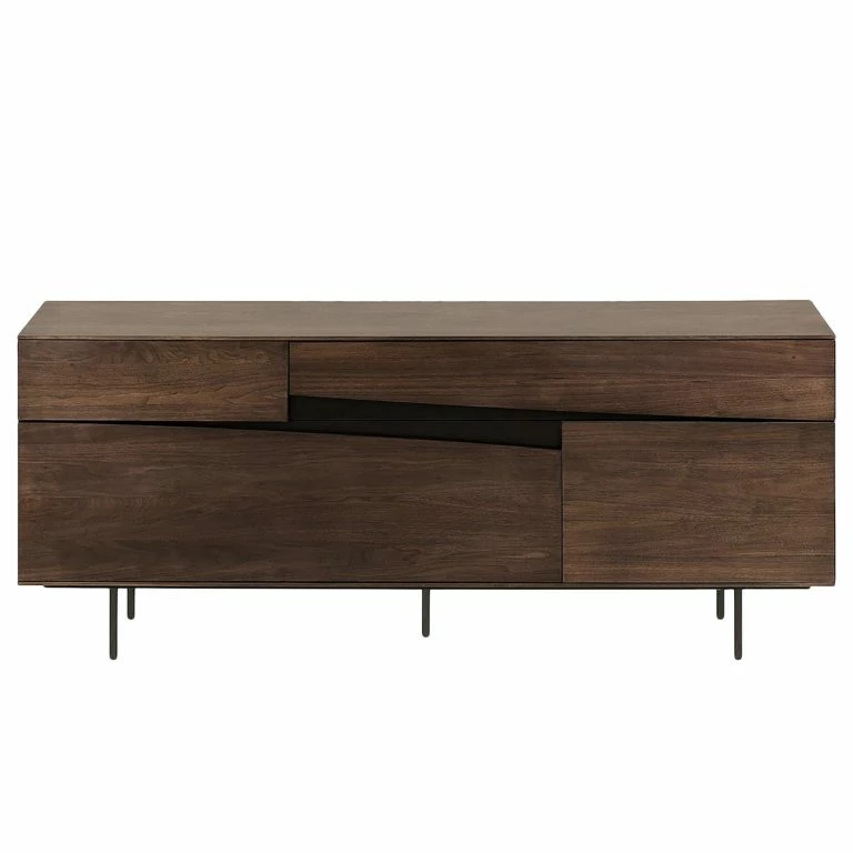 Loftscape Red Living Buffet Kuuvi – Placage En Bois Véritable – Noyer / Noir