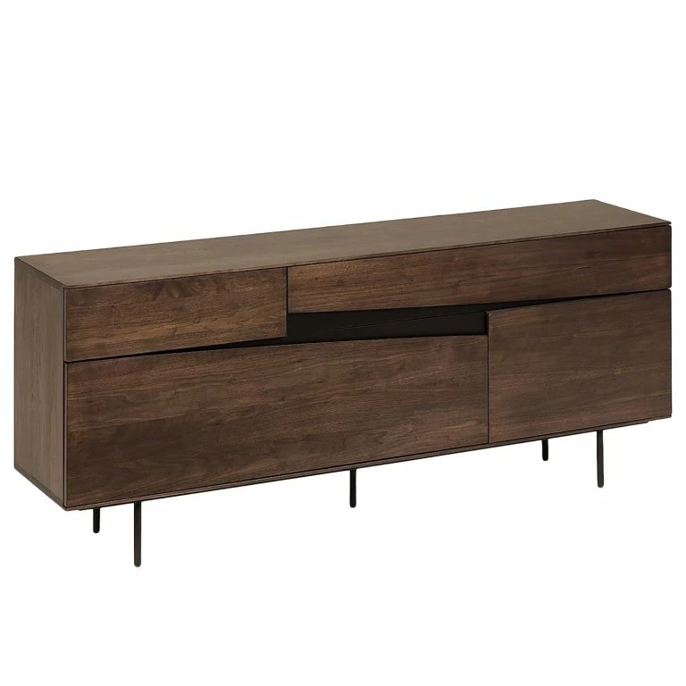 loftscape Red Living Buffet Kuuvi – Placage en bois véritable – Noyer / Noir