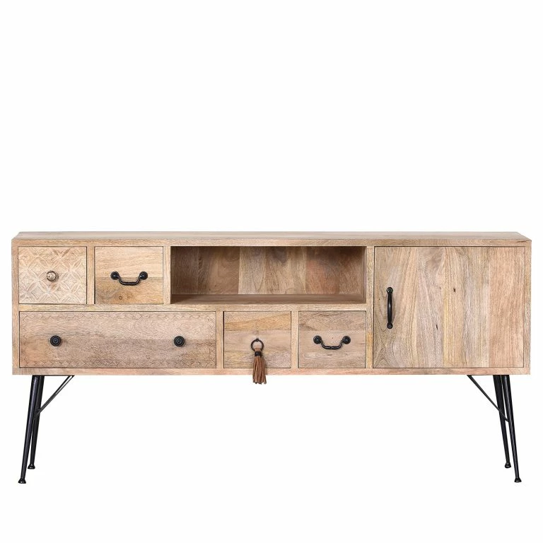 Loftscape Red Living Buffet Latta – Manguier Massif / Métal – Manguier / Noir