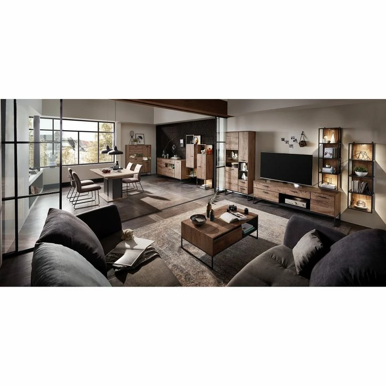 Loftscape Red Living Buffet Meevoo II – Imitation Chêne Rustique / Graphite