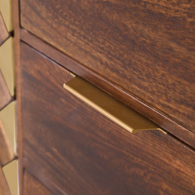 Loftscape Red Living Buffet Nook – Manguier Massif / Métal – Manguier / Doré