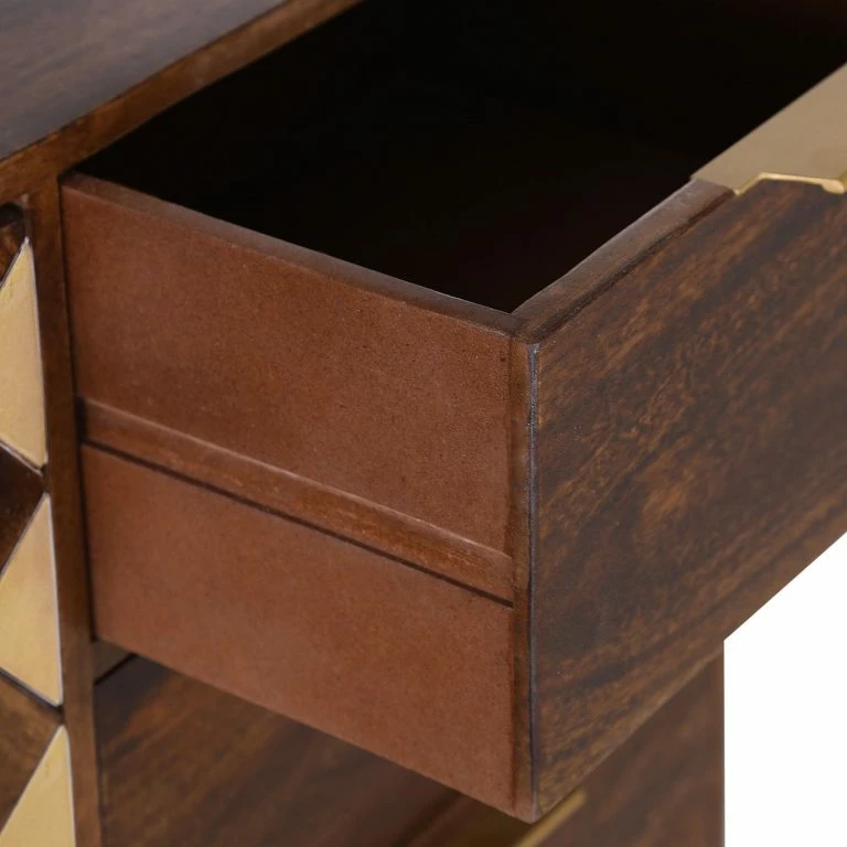 Loftscape Red Living Buffet Nook – Manguier Massif / Métal – Manguier / Doré