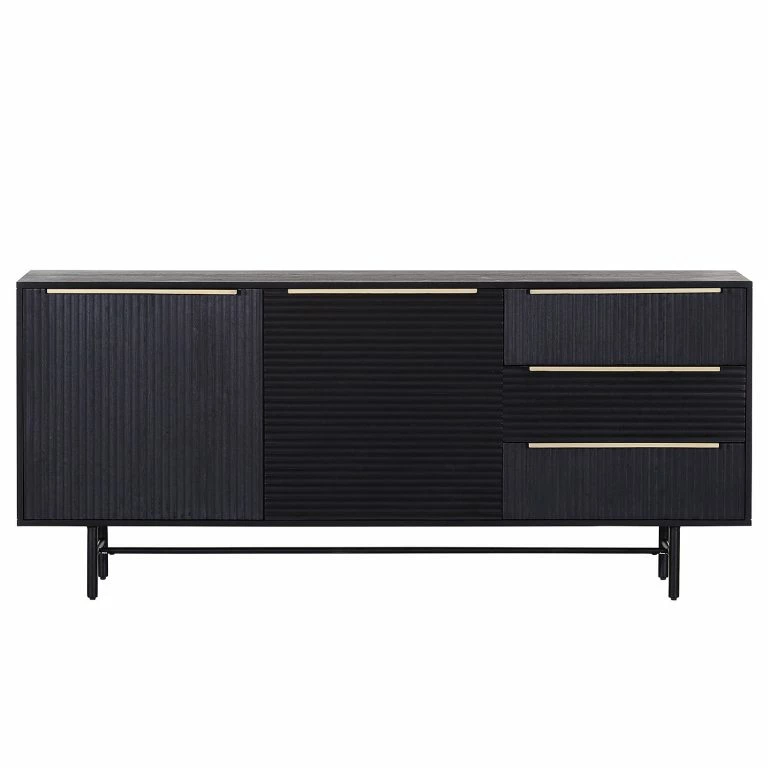 Loftscape Red Living Buffet Soyons – Acacia Massif / Métal – Noir / Doré