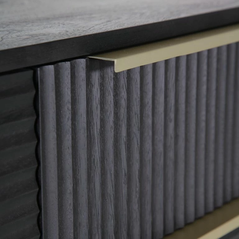 Loftscape Red Living Buffet Soyons – Acacia Massif / Métal – Noir / Doré