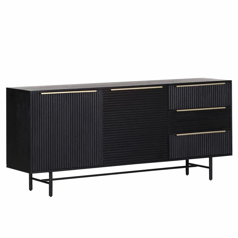 loftscape Red Living Buffet Soyons – Acacia massif / Métal – Noir / Doré