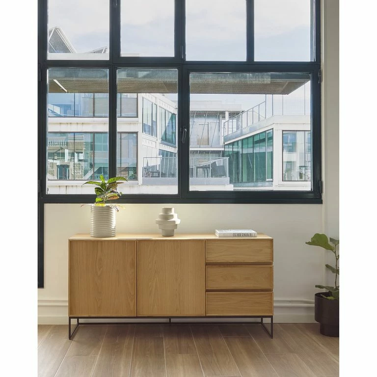 Loftscape Red Living Buffet Tabora – Placage En Bois Véritable – Chêne