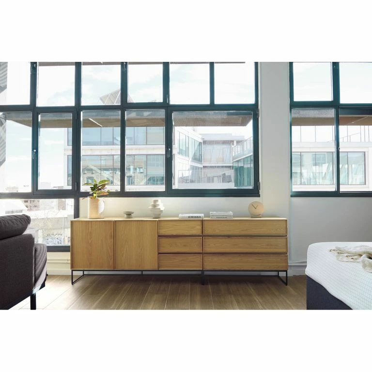 Loftscape Red Living Buffet Tabora – Placage En Bois Véritable – Chêne