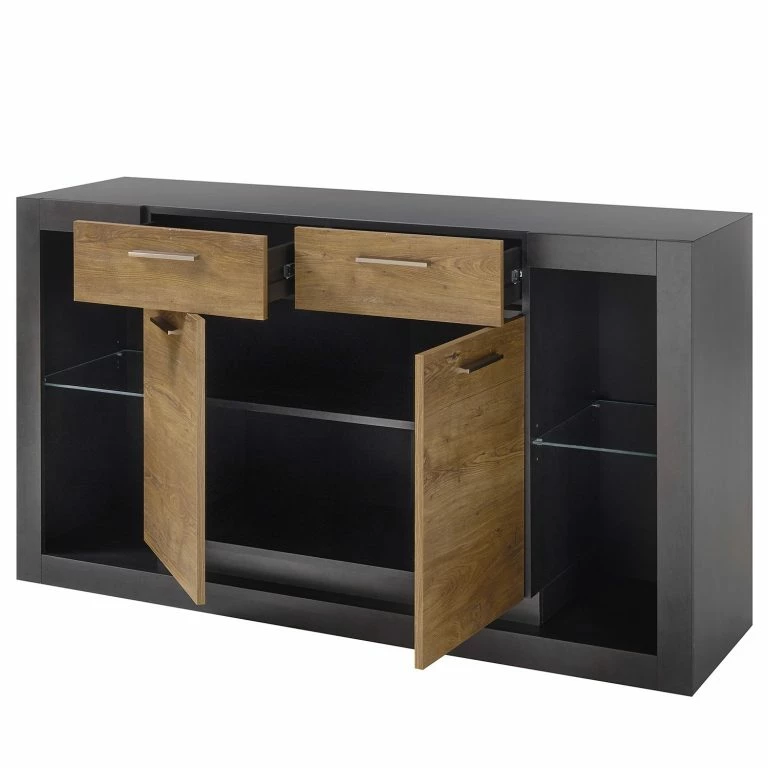 Loftscape Red Living Buffet Talence II – Imitation Châtaigner / Gris