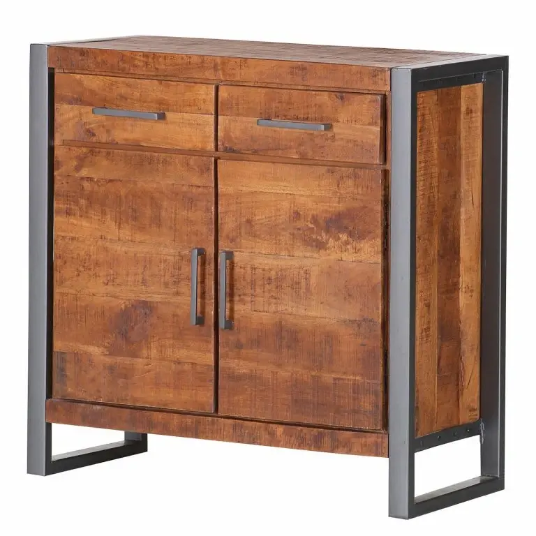 loftscape Red Living Buffet Thiery II – Manguier massif / Métal – Manguier marron / Anthracite