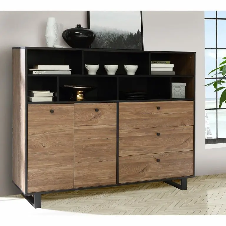 Loftscape Red Living Buffet Trylith II – Imitation Chêne Rustique / Noir