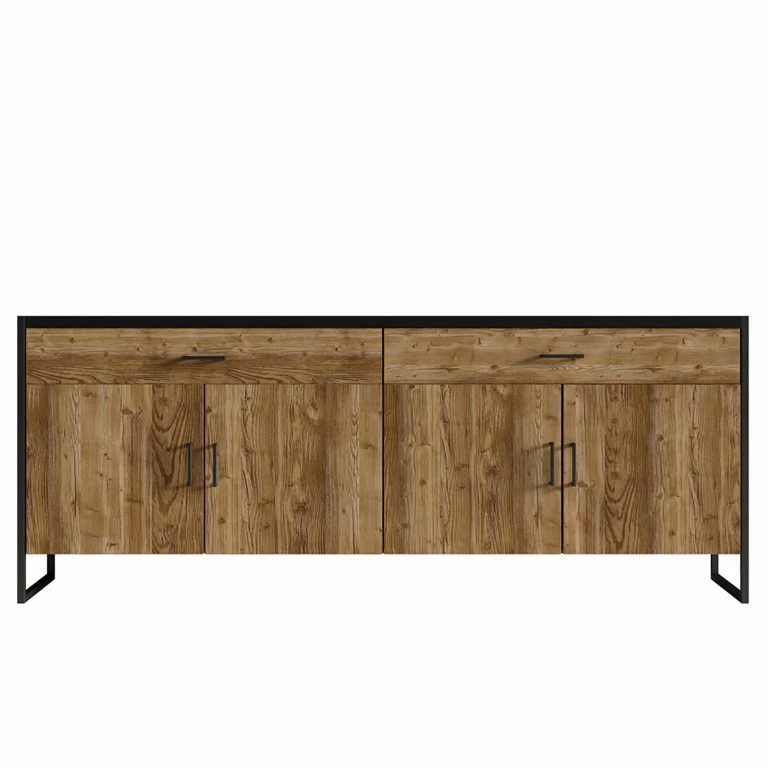 Loftscape Red Living Buffet Turriers – Imitation épicéa / Noir Mat