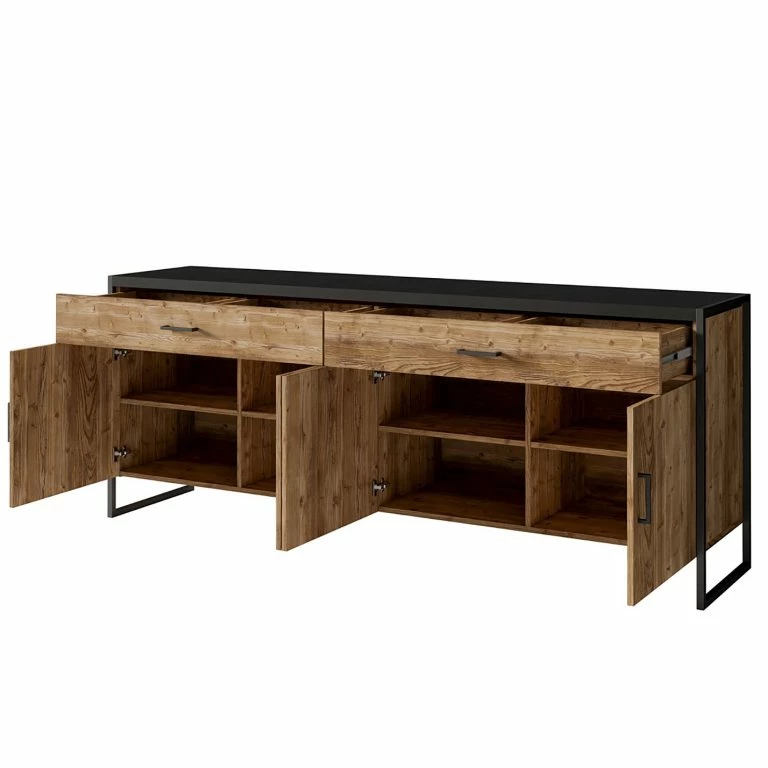 Loftscape Red Living Buffet Turriers – Imitation épicéa / Noir Mat