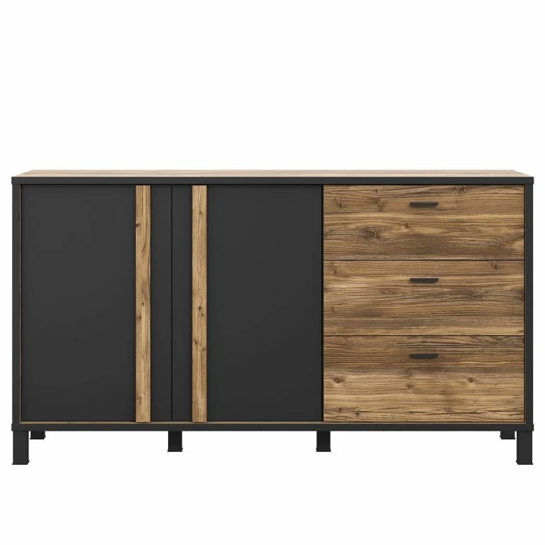 Loftscape Red Living Buffet Vallegrande I – Imitation Pin Des Alpes / Noir