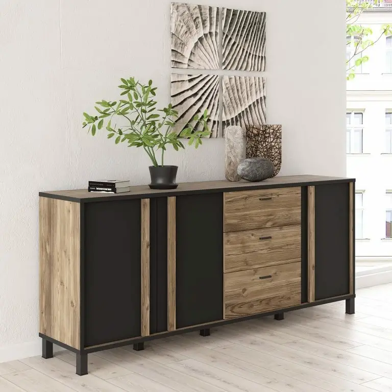 Loftscape Red Living Buffet Vallegrande II – Imitation Pin Des Alpes / Noir