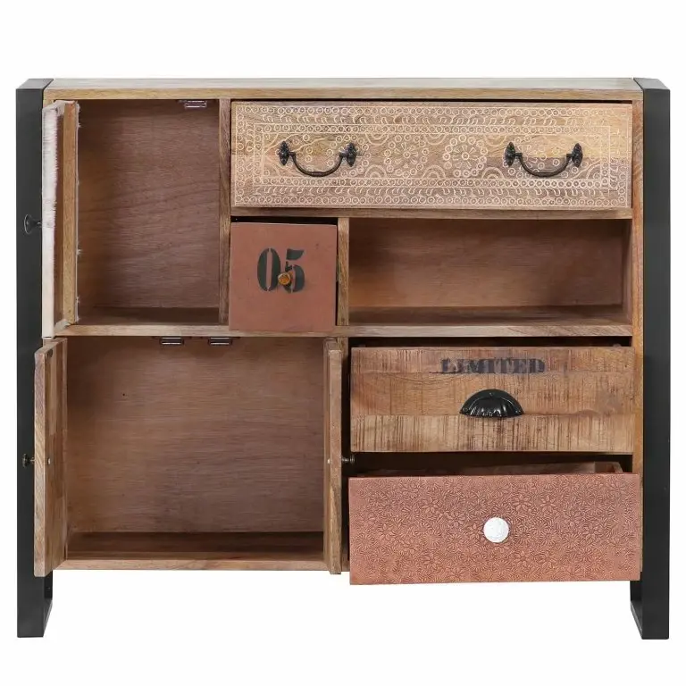 Loftscape Red Living Buffet Vallentuna – Manguier Massif / Métal – Manguier / Noir