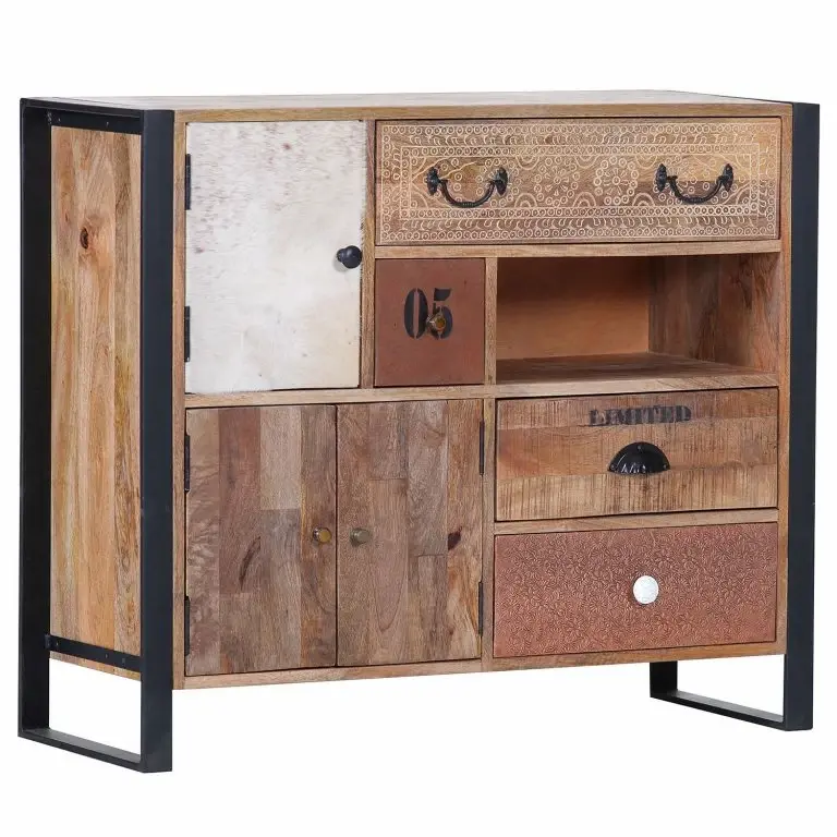 loftscape Red Living Buffet Vallentuna – Manguier massif / Métal – Manguier / Noir