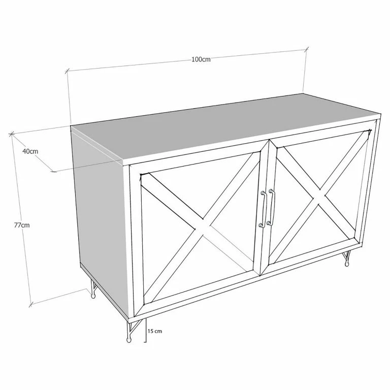 Loftscape Red Living Buffet Vallrun – Imitation Pin / Anthracite