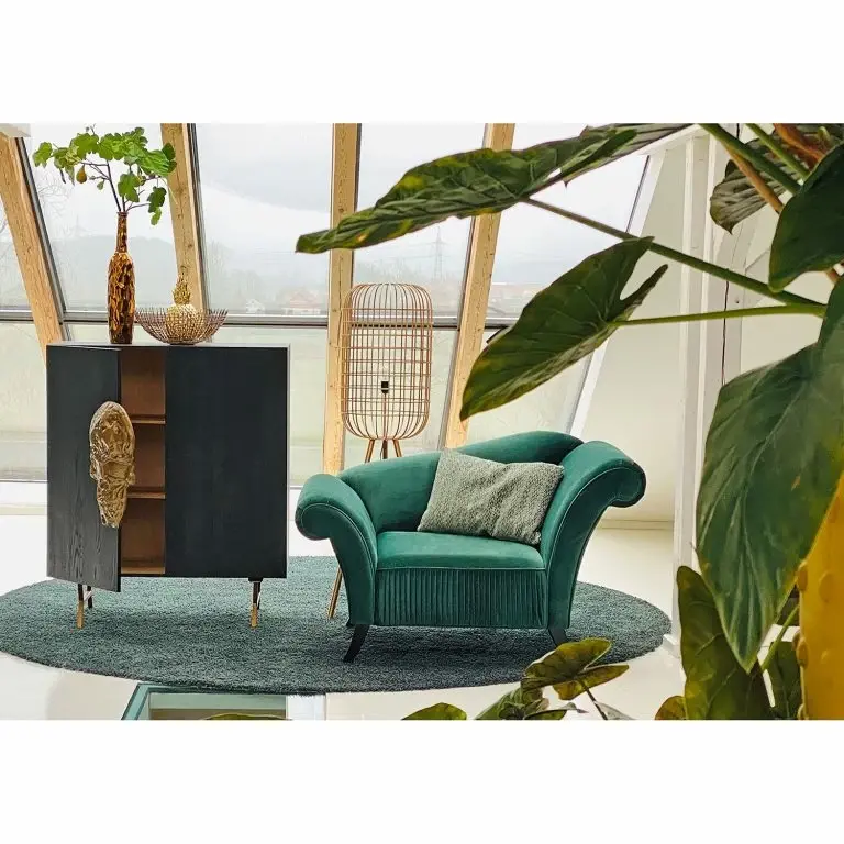 Loftscape Red Living Buffet Worland I – Placage En Bois Véritable / Métal -Chêne Noir / Doré