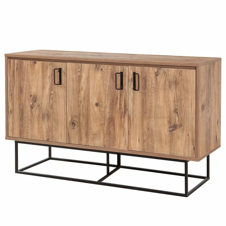 loftscape Red Living Buffet Yopal I – Métal – Imitation chêne / Noir