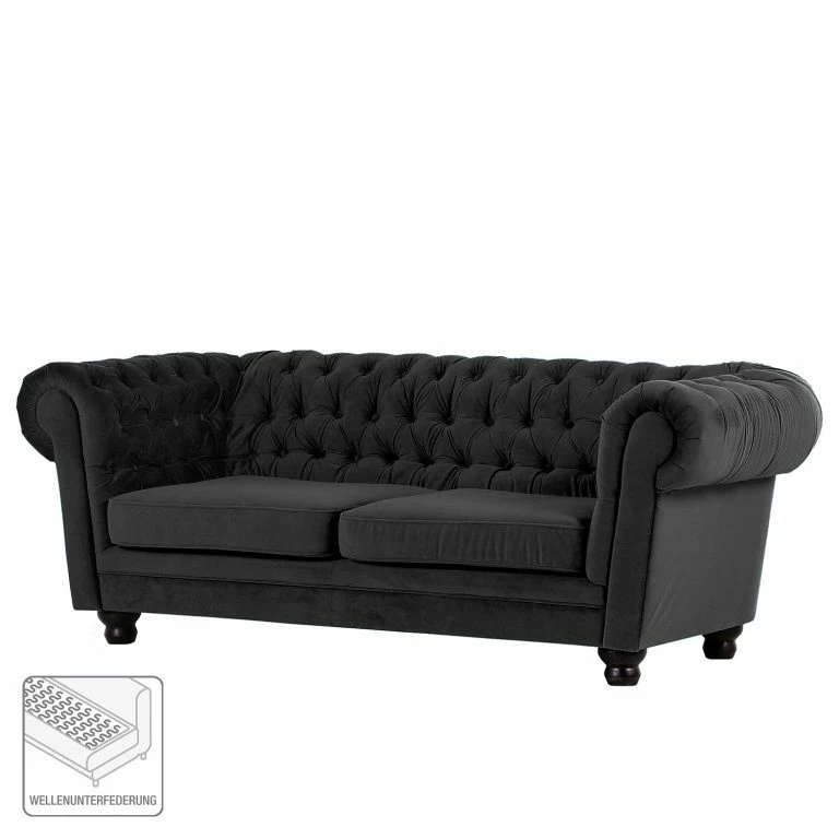 Loftscape Red Living Canapé Baille (2 Places) – Velours – Noir