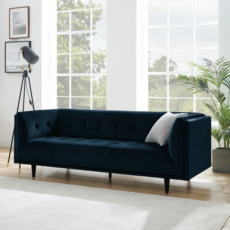 Loftscape Red Living Canapé Botley (3 Places) – Velours – Bleu Marine
