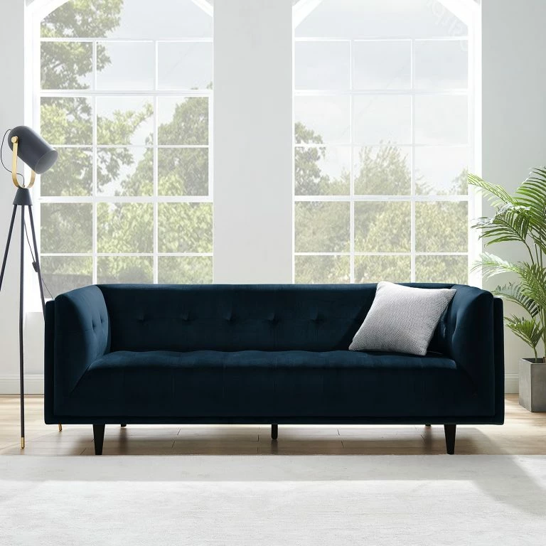 Loftscape Red Living Canapé Botley (3 Places) – Velours – Bleu Marine