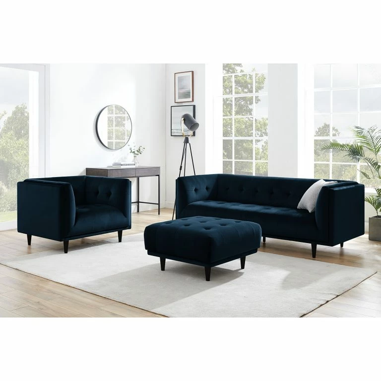 Loftscape Red Living Canapé Botley (3 Places) – Velours – Bleu Marine