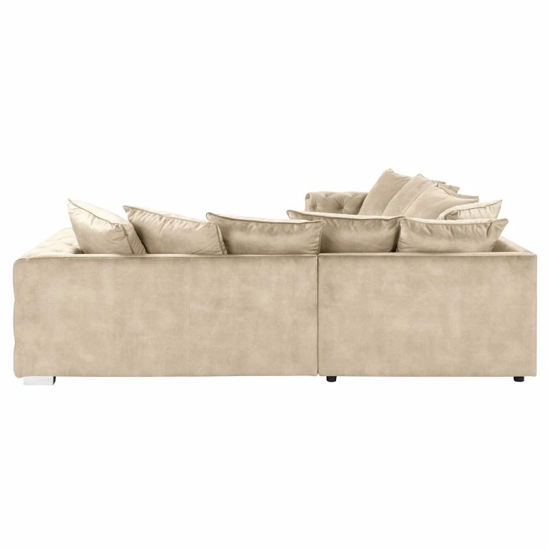 Loftscape Red Living Canapé D’angle Grotta – Velours Tomi: Créme – Isocèles – Sans Fonction Couchage