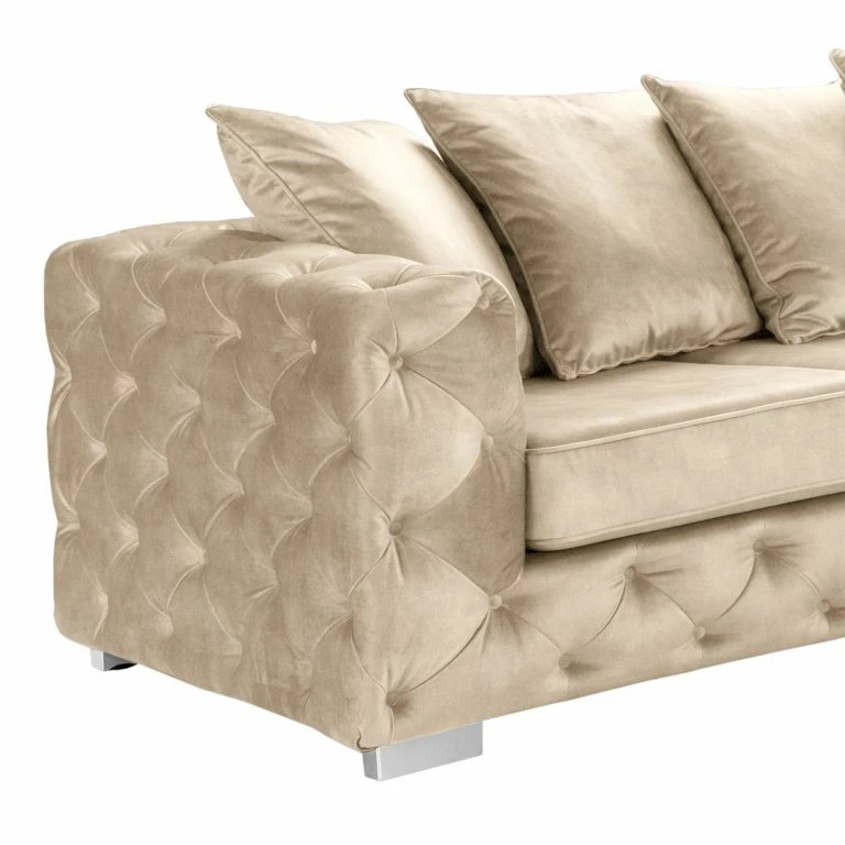 Loftscape Red Living Canapé D’angle Grotta – Velours Tomi: Créme – Isocèles – Sans Fonction Couchage