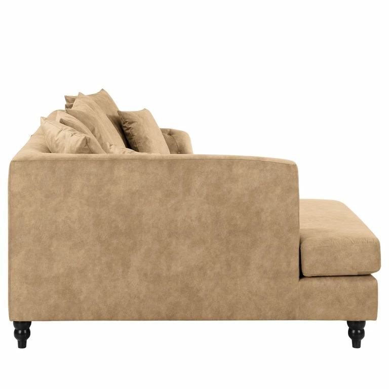 Loftscape Red Living Canapé D’angle Lovis – Microfibre Rica: Beige – Méridienne Longue à Gauche (vue De Face)