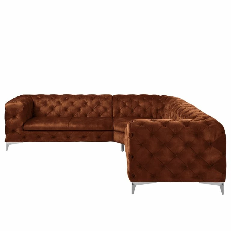 Loftscape Red Living Canapé D’angle Merlin I – Velours Tomi: Marron – Isocèles