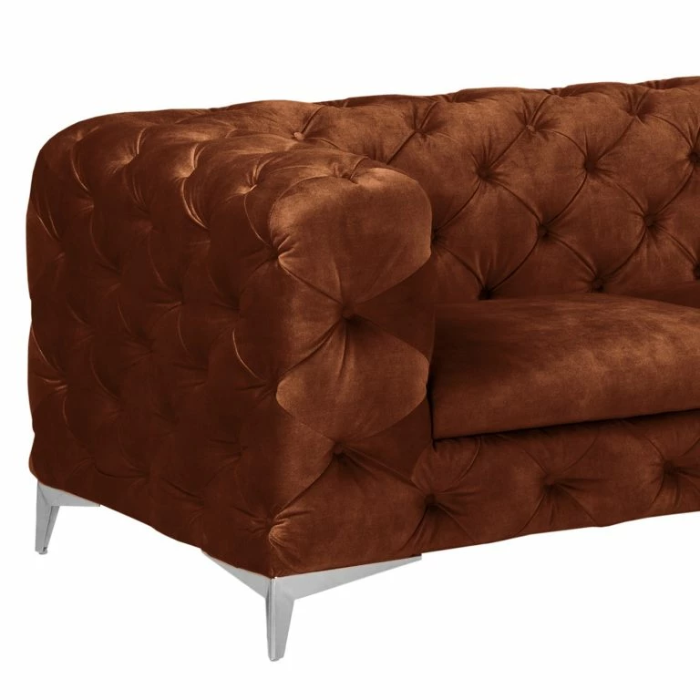 Loftscape Red Living Canapé D’angle Merlin I – Velours Tomi: Marron – Isocèles