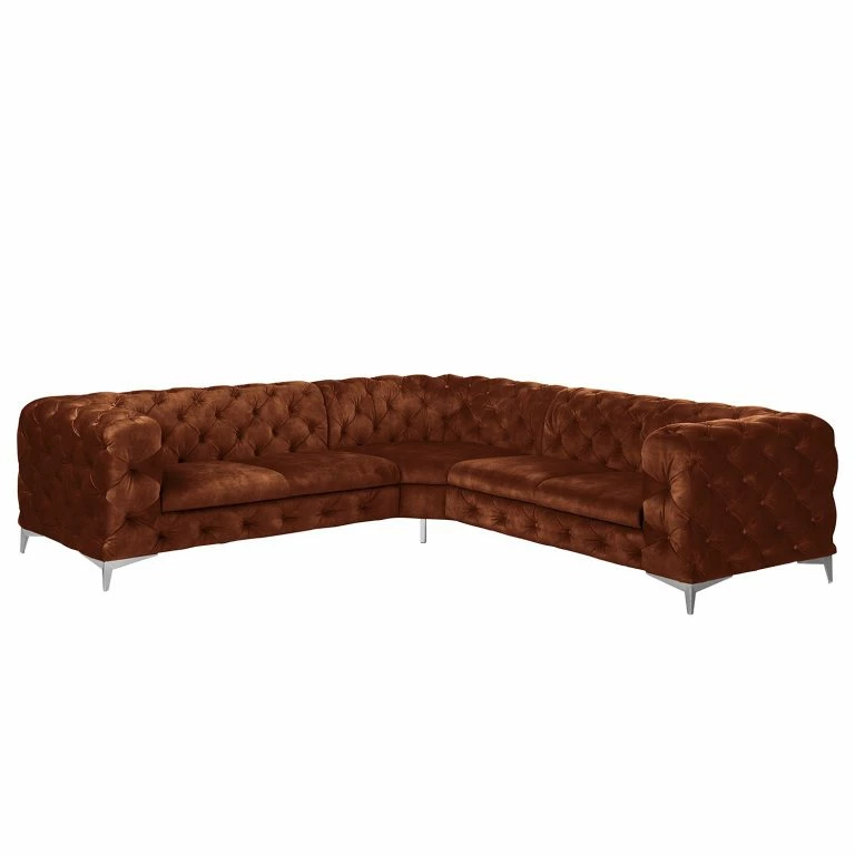 loftscape Red Living Canapé d’angle Merlin I – Velours Tomi: Marron – Isocèles