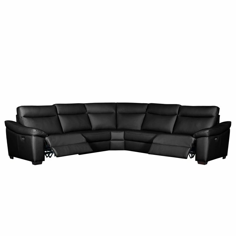 Loftscape Red Living Canapé D’angle Sappee – Imitation Cuir – Cuir Domna: Noir – Réglage électrique : 2 Moteurs Avec Câble