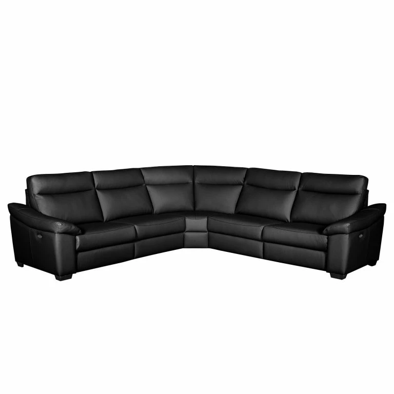 loftscape Red Living Canapé d’angle Sappee – Imitation cuir – Cuir Domna: Noir – Réglage électrique : 2 moteurs avec câble