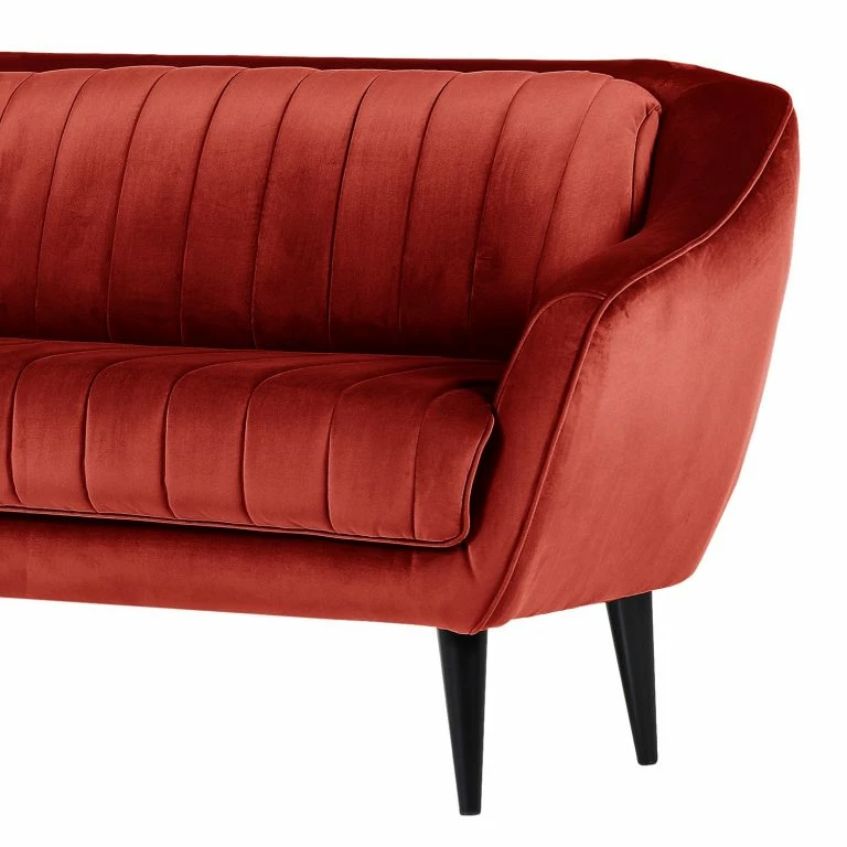 Loftscape Red Living Canapé Margon (2 Places) – Velours – Rouge Cerise – Noir
