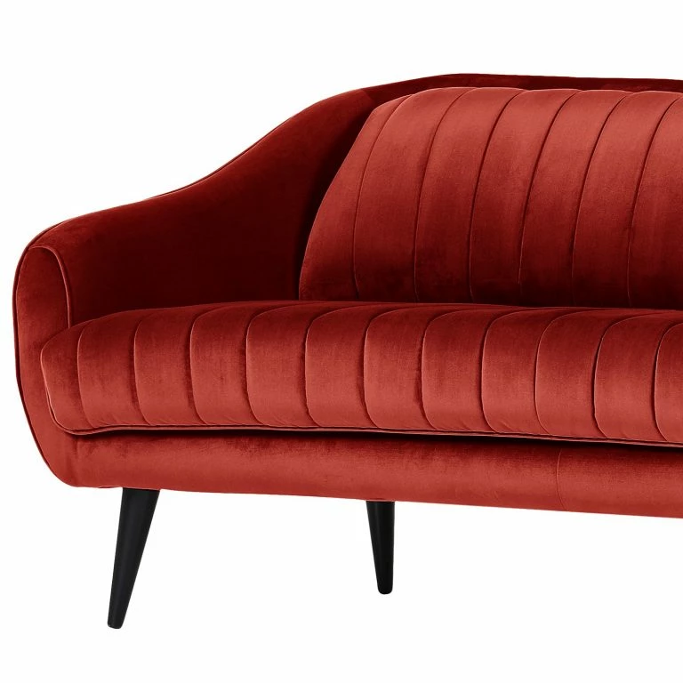 Loftscape Red Living Canapé Margon (2 Places) – Velours – Rouge Cerise – Noir