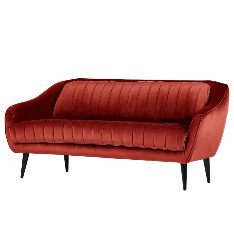 loftscape Red Living Canapé Margon (2 places) – Velours – Rouge cerise – Noir