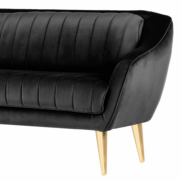 Loftscape Red Living Canapé Margon (3 Places) – Velours – Noir – Doré