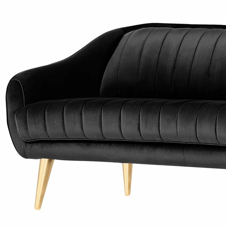 Loftscape Red Living Canapé Margon (3 Places) – Velours – Noir – Doré