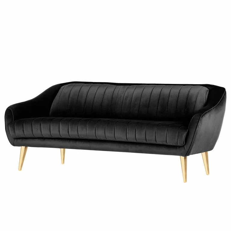 loftscape Red Living Canapé Margon (3 places) – Velours – Noir – Doré