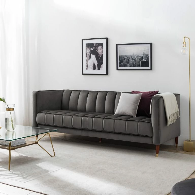 Loftscape Red Living Canapé Suzy (2-3 Places) – Velours Ravi: Gris