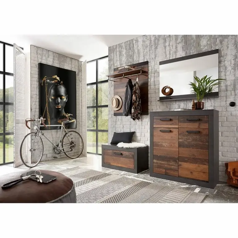 Loftscape Red Living Commode Buzan III – Imitation Bois Recyclé / Anthracite