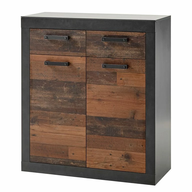 loftscape Red Living Commode Buzan III – Imitation bois recyclé / Anthracite