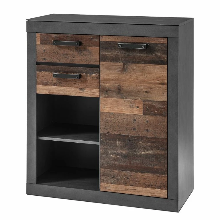 loftscape Red Living Commode Buzan IV – Imitation bois recyclé / Anthracite