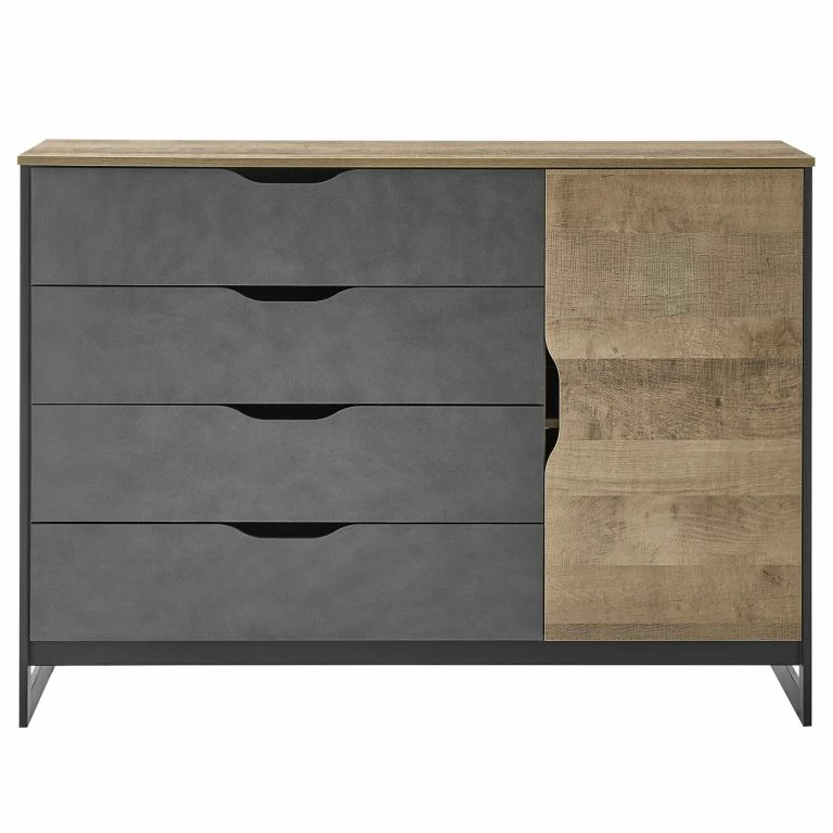 Loftscape Red Living Commode Cocody I – Imitation Chêne Montana / Gris