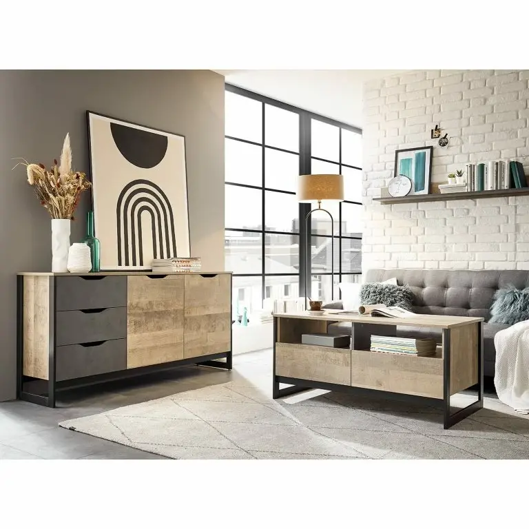 Loftscape Red Living Commode Cocody II – Imitation Chêne Montana / Gris