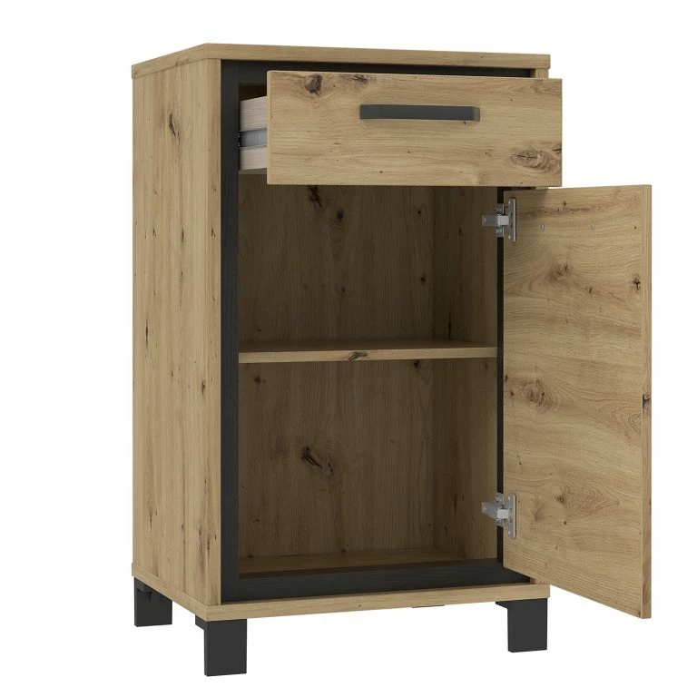 Loftscape Red Living Commode Egan III – Imitation Chêne Artisan / Imitation Chêne Noir