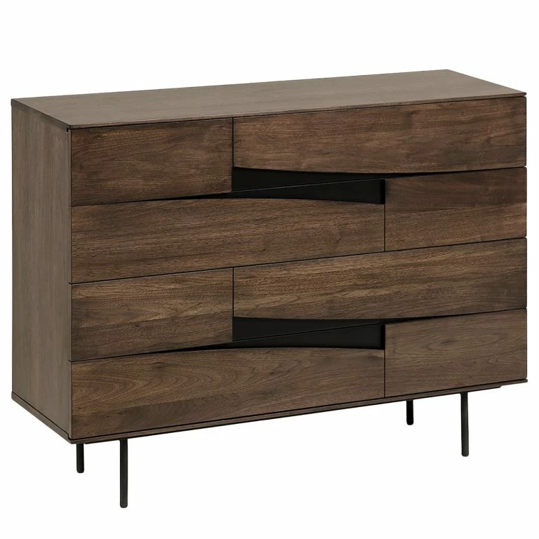 loftscape Red Living Commode Kluuvi I – Placage en bois véritable – Noyer / Noir